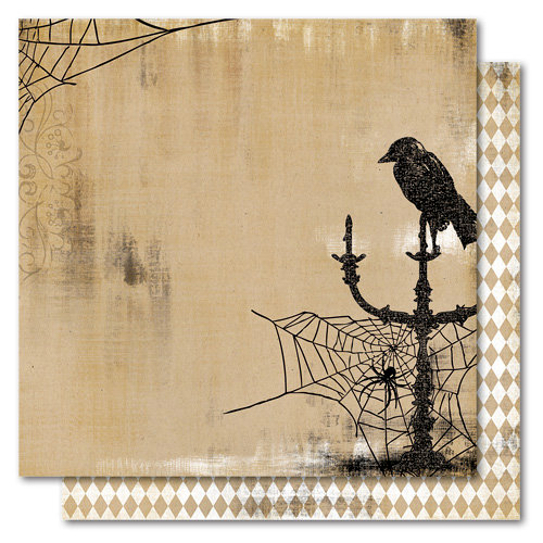 My Mind's Eye - Haunted Collection - Halloween - 12 x 12 Double Sided Flocked Kraft Paper - Raven, CLEARANCE