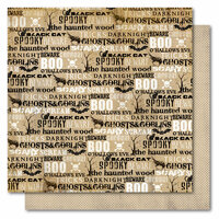 My Mind's Eye - Haunted Collection - Halloween - 12 x 12 Double Sided Flocked Kraft Paper - Spooky Words, CLEARANCE