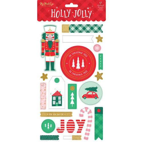 My Minds Eye - Christmas - Holly Jolly Collection - Chipboard Stickers with Foil Accents