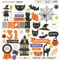 My Minds Eye - Trick or Treat Collection - Halloween - 12 x 12 Chipboard Stickers - Elements