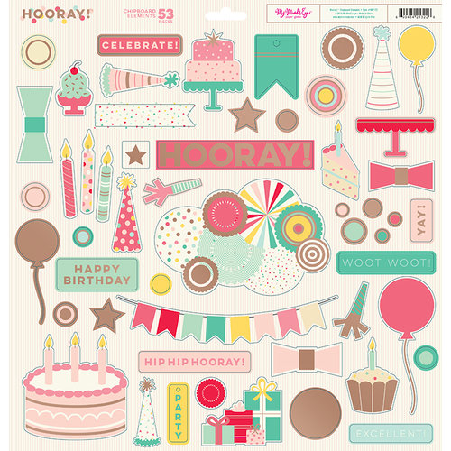 My Minds Eye - Hooray Collection - 12 x 12 Chipboard Stickers - Elements