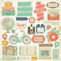 My Mind's Eye - Hello World Collection - Adventure - 12 x 12 Chipboard Stickers - Elements