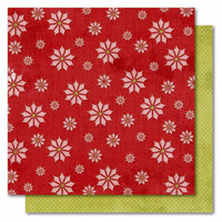 My Mind's Eye - I Believe Collection - Christmas - 12 x 12 Double Sided Glitter Paper - Poinsettia, CLEARANCE