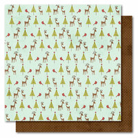 My Mind's Eye - I Believe Collection - Christmas - 12 x 12 Double Sided Glitter Paper - Reindeer, CLEARANCE