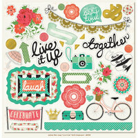 My Mind's Eye - Jubilee Collection - Mint Julep - 12 x 12 Chipboard Stickers - Elements - Live It Up
