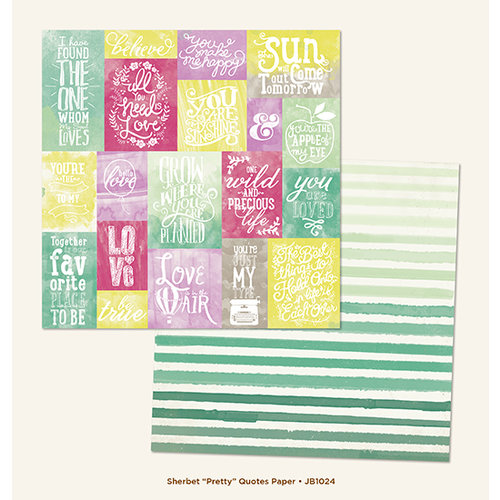 My Minds Eye - Jubilee Collection - Sherbet - 12 x 12 Double Sided Paper - Pretty Quotes