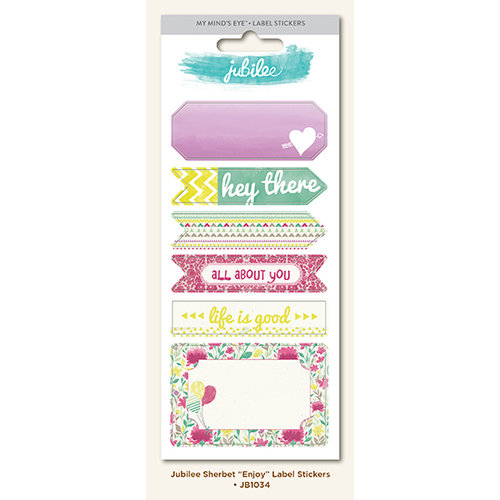My Minds Eye - Jubilee Collection - Sherbet - Cardstock Stickers - Labels - Enjoy