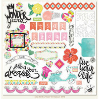 My Minds Eye - Jubilee Collection - Wild Berry - 12 x 12 Chipboard Stickers - Elements - Wonder