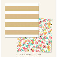 My Minds Eye - Just Saying Collection - 12 x 12 Double Sided Glitter Paper - Garden Party