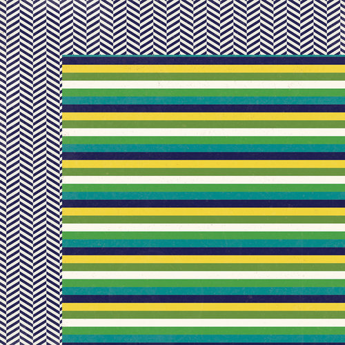 My Mind's Eye - Kate and Co Collection - Oxford Lane - 12 x 12 Double Sided Paper - Multi Stripe