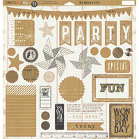 My Mind's Eye - Kraft Funday Collection - Everyday Fun - 12 x 12 Chipboard Stickers - Elements