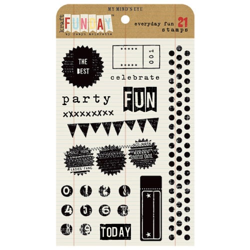 My Mind's Eye - Kraft Funday Collection - Everyday Fun - Clear Acrylic Stamps