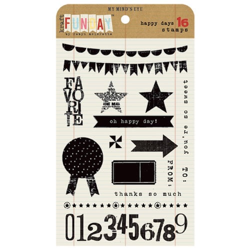 My Mind's Eye - Kraft Funday Collection - Happy Days - Clear Acrylic Stamps