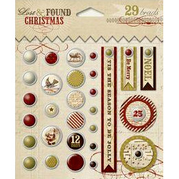 My Mind's Eye - Lost and Found Collection - Christmas - Decorative Brads with Glitter Accents