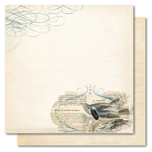 My Mind's Eye - Portobello Road Collection - 12 x 12 Double Sided Glitter Paper - You and Me Love Birds, CLEARANCE