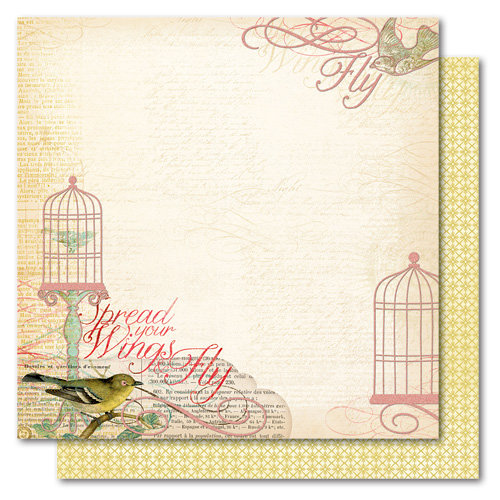 My Mind's Eye - Market Street Collection - 12 x 12 Double Sided Glitter Paper - Adore Fly Away, CLEARANCE