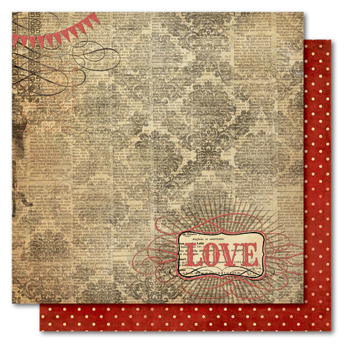 My Mind's Eye - Union Square Collection - 12 x 12 Double Sided Glitter Paper - Home Sweet Home Love, CLEARANCE