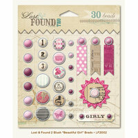 My Mind's Eye - Lost and Found 2 Collection - Blush - Decorative Brads with Glitter Accents - Beautiful Girl