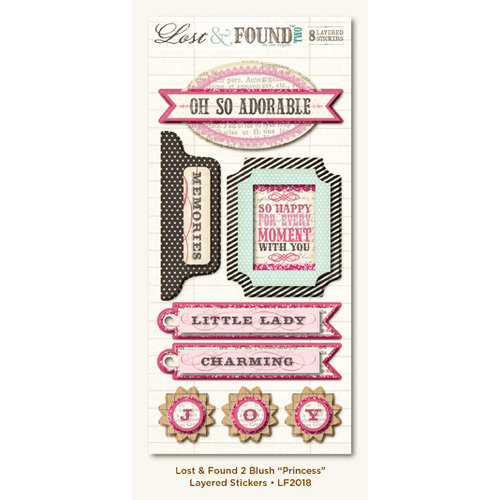 My Mind's Eye - Lost and Found 2 Collection - Blush - 3 Dimensional Stickers with Glitter Accents - Princess