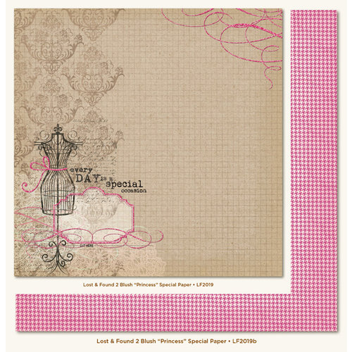 My Mind's Eye - Lost and Found 2 Collection - Blush - 12 x 12 Double Sided Glitter Paper - Princess Special