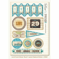 My Mind's Eye - Lost and Found 2 Collection - Breeze - 3 Dimensional Chipboard Stickers with Glitter Accents - Boyish