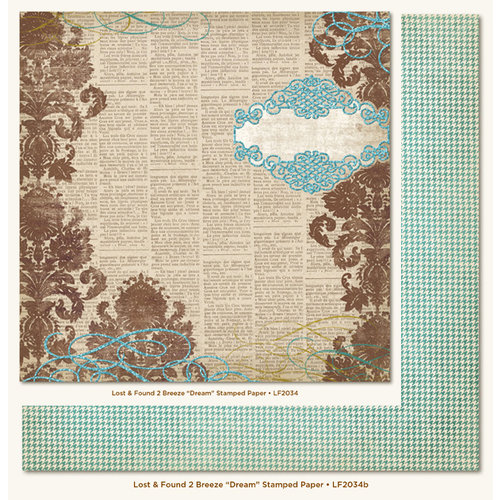 My Mind's Eye - Lost and Found 2 Collection - Breeze - 12 x 12 Double Sided Glitter Paper - Dream Stamped
