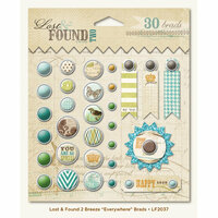 My Mind's Eye - Lost and Found 2 Collection - Breeze - Decorative Brads with Glitter Accents - Everywhere