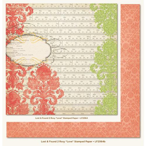 My Mind's Eye - Lost and Found 2 Collection - Rosy - 12 x 12 Double Sided Glitter Paper - Love Stamped
