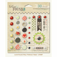 My Mind's Eye - Lost and Found 2 Collection - Rosy - Decorative Brads with Glitter Accents - Ordinary