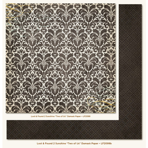 My Mind's Eye - Lost and Found 2 Collection - Sunshine - 12 x 12 Double Sided Paper - Two of Us Damask