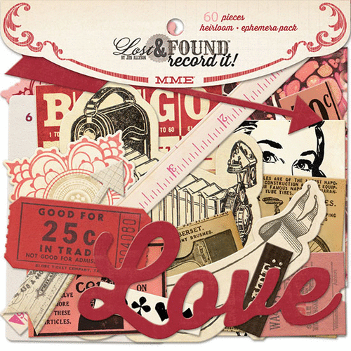 My Mind's Eye - Lost and Found Record It Collection - Heirloom - Die Cut Embellishments with Glitter Accents