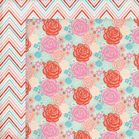 My Mind's Eye - Lucky in Love Collection - 12 x 12 Double Sided Paper - Floral Stripes