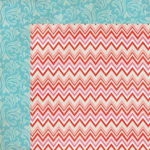 My Mind's Eye - Lucky in Love Collection - 12 x 12 Double Sided Paper - Chevron