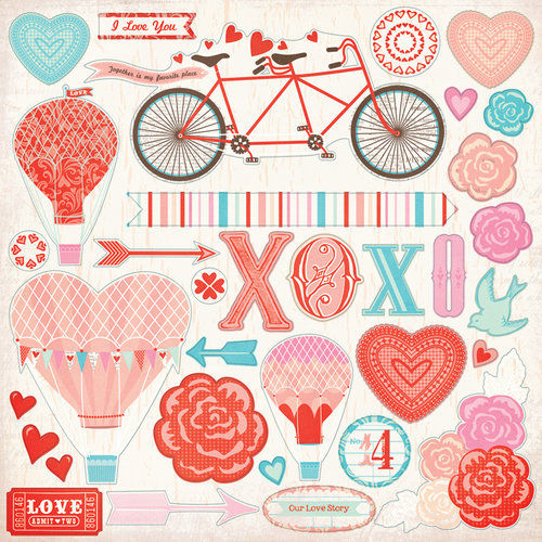 My Mind's Eye - Lucky in Love Collection - 12 x 2 Cardstock Stickers