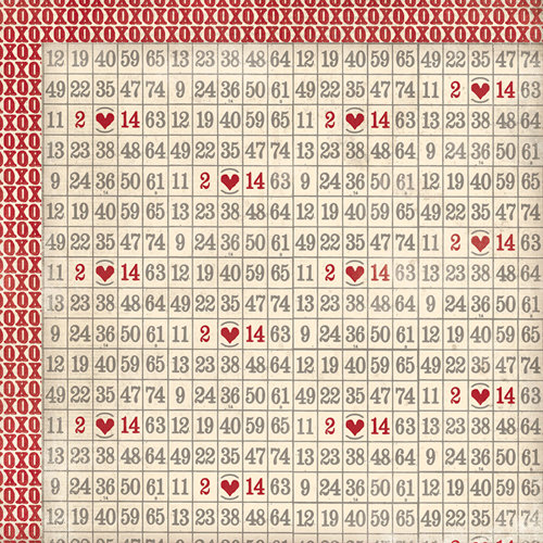 My Mind's Eye - Love Me Collection - 12 x 12 Double Sided Paper - Numbers Grid