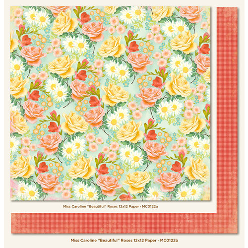 My Mind's Eye - Miss Caroline Collection - Howdy Doody - 12 x 12 Double Sided Paper - Beautiful Roses