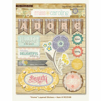 My Mind's Eye - Miss Caroline Collection - Fiddlesticks - 3 Dimensional Stickers with Pearl Accents - Home