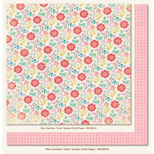 My Mind's Eye - Miss Caroline Collection - Dolled Up - 12 x 12 Double Sided Paper - Cute Garden