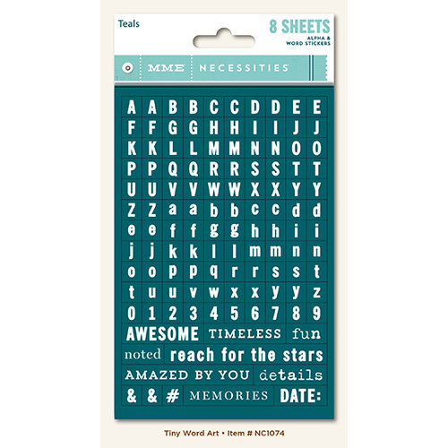 My Minds Eye - Necessities Collection - Teals - Cardstock Stickers - Tiny Alphabets and Words