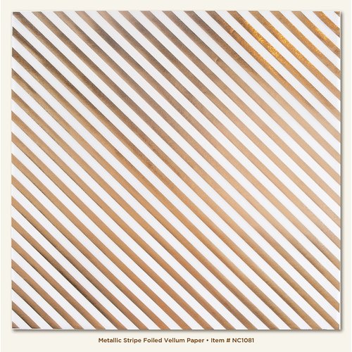 My Minds Eye - Necessities Collection - Metallic - 12 x 12 Vellum Paper with Foil Accents - Stripe