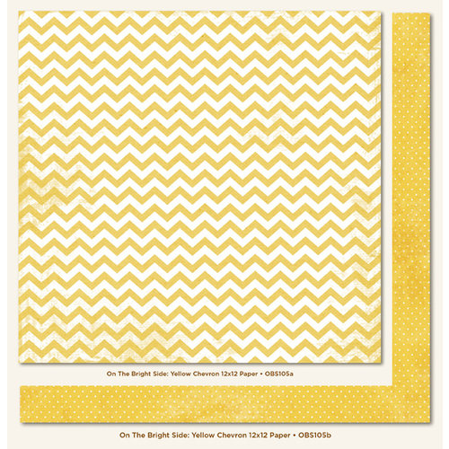 My Mind's Eye - On The Bright Side Collection - One - 12 x 12 Double Sided Paper - Yellow Chevron