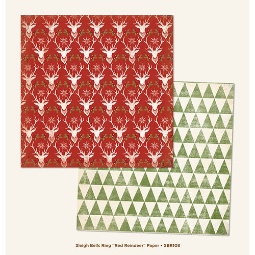 My Minds Eye - Sleigh Bells Ring Collection - Christmas - 12 x 12 Double Sided Paper - Red Reindeers