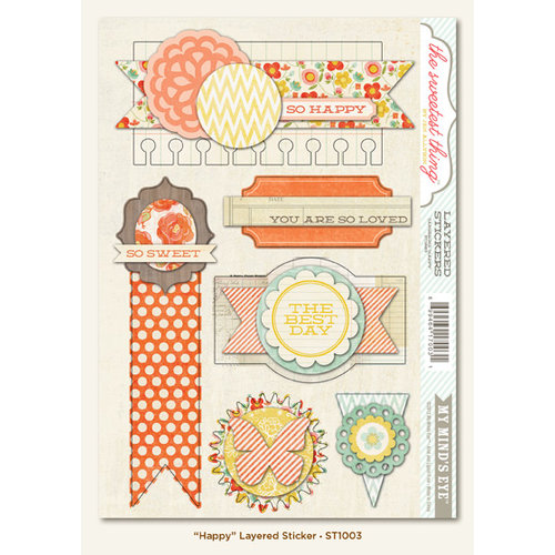 My Mind's Eye - The Sweetest Thing Collection - Tangerine - 3 Dimensional Stickers - Happy