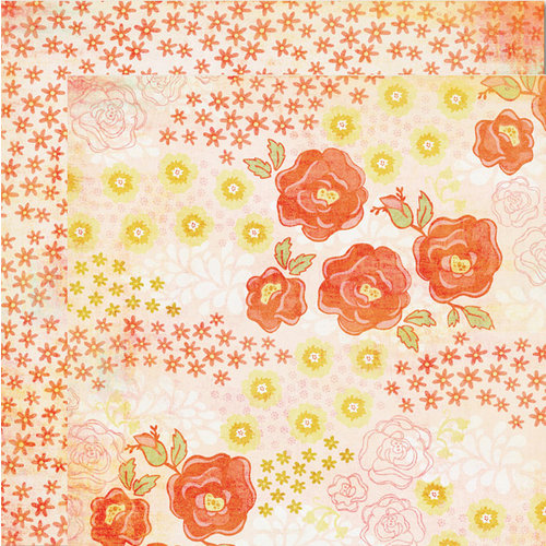 My Mind's Eye - The Sweetest Thing Collection - Tangerine - 12 x 12 Double Sided Paper - Wonderful Delightful