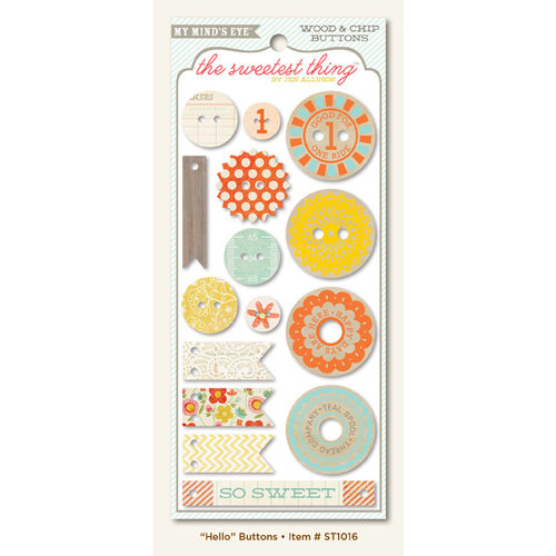 My Mind's Eye - The Sweetest Thing Collection - Tangerine - Decorative Buttons - Hello