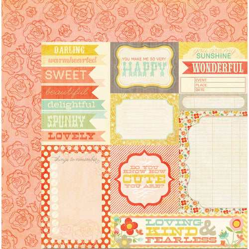My Mind's Eye - The Sweetest Thing Collection - Tangerine - 12 x 12 Double Sided Paper - Hello Greetings