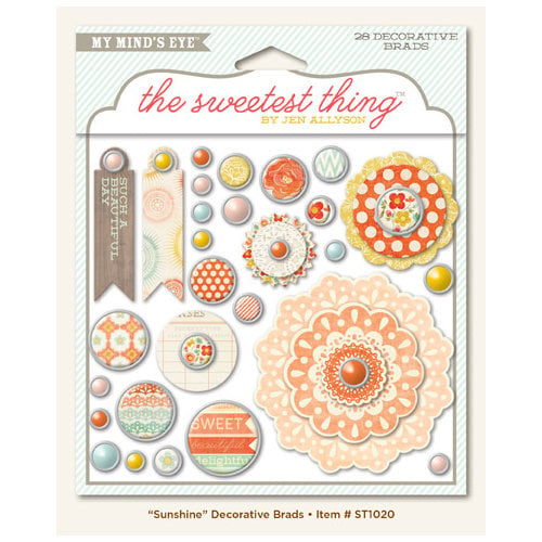My Mind's Eye - The Sweetest Thing Collection - Tangerine - Decorative Brads - Sunshine