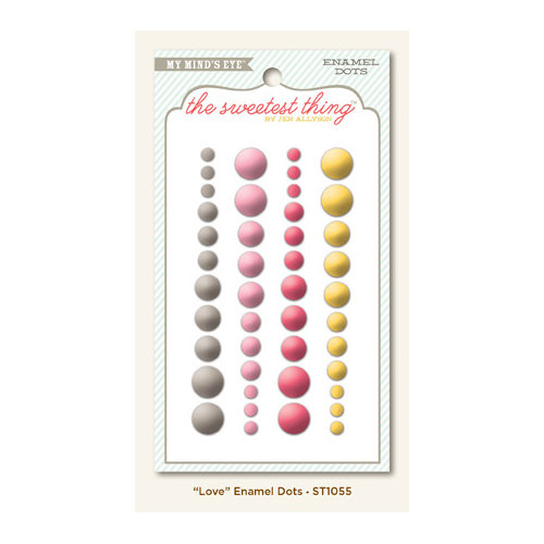 My Mind's Eye - The Sweetest Thing Collection - Honey - Self Adhesive Enamel Dots - Love