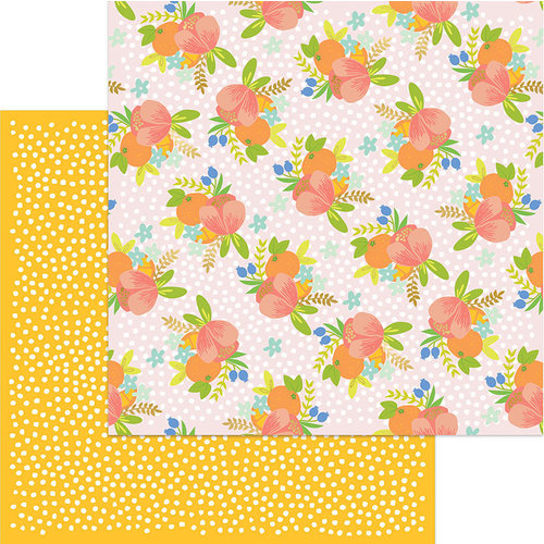 My Mind's Eye - Tutti Frutti Collection - 12 x 12 Double Sided Paper with Foil Accents - Tangerine Dreams