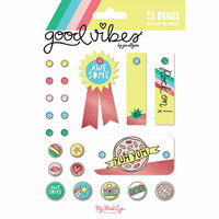 My Mind's Eye - Good Vibes Collection - Decorative Brads with Foil Accents